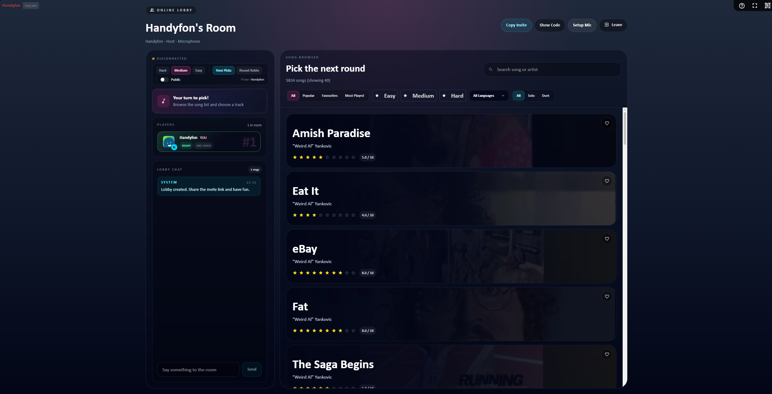 Online multiplayer lobby
